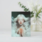 美しい女めい想が雲に隠れている ポストカード (スタンド正面)