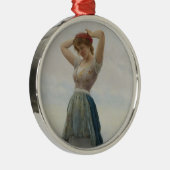 美しい女リラックスの子が海辺にいる メタルオーナメント (右)