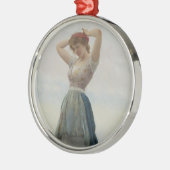 美しい女リラックスの子が海辺にいる メタルオーナメント (左)