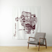 美しい女性がお茶を飲む タペストリー (インサイチュ)