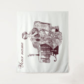 美しい女性がお茶を飲む タペストリー (正面)