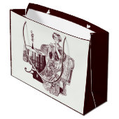 美しい女性がお茶を飲む ラージペーパーバッグ (裏面アングル)