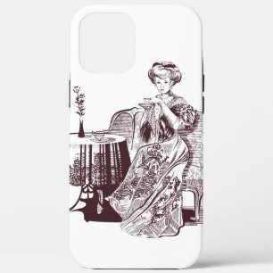 美しい女性がお茶を飲む iPhone 12 PRO MAX ケース