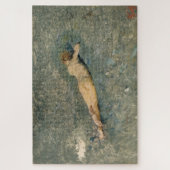 美しい女性が日光浴をするビーチ ジグソーパズル (縦)