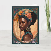 美しい女性と母の日を過ごす カード (正面)