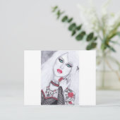 美しい女性と花のアートワーク ポストカード (スタンド正面)