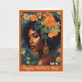 美しい女性と花の母の日 サンキューカード (正面)