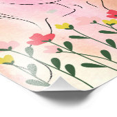 美しい女性と花ラインアートデザイン フォトプリント            (角)