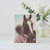 美しい女性と馬のヴィンテージ1920sグラマー ポストカード (スタンド正面)