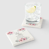 美しい女性に乾杯 名言 水彩花イラスト ストーンコースター (横)