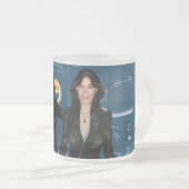 美しい女性のコンピューター画面の背景 フロストグラスマグカップ (正面右)