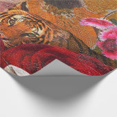 美しい女性のトラのバラ園 ラッピングペーパー (角)