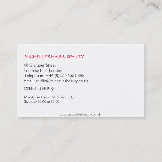 美しい女性のファッションのイラストレーションのブランディング 名刺 (裏面)