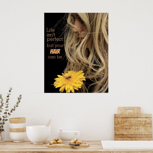 美しい女性のヘアフラワーヘアサロン ポスター (キッチン)
