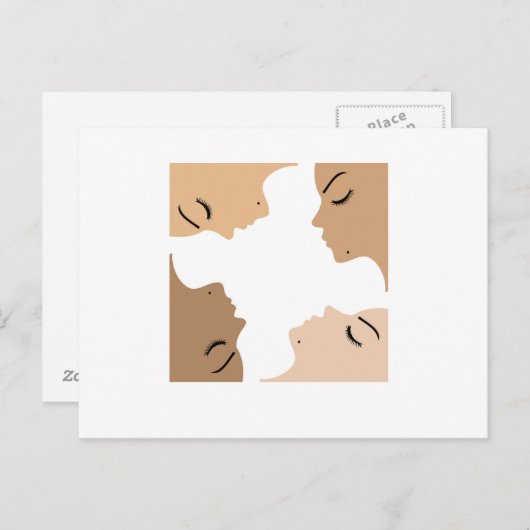 美しい女性の中の単一性を示すグラフィック ポストカード (正面/裏面)