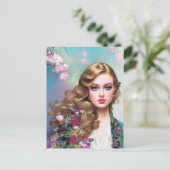 美しい女性の春はがき ポストカード (スタンド正面)