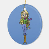 美しい女性の漫画のイラストレーション セラミックオーナメント (左)