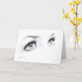 美しい女性の目スケッチミニマリスト芸術 カード (黄色い花)