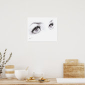 美しい女性の目スケッチミニマリスト芸術 ポスター (キッチン)