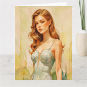 美しい女性の肖像 カード (正面)
