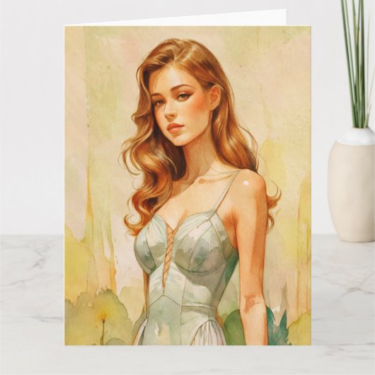 美しい女性の肖像 カード (正面)