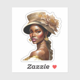 美しい女性の色のヴィンテージ花帽子 シール