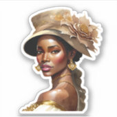 美しい女性の色のヴィンテージ花帽子 シール (正面)