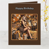 美しい女性の豪華な誕生日 カード (黄色い花)