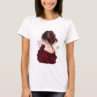 美しい女性の赤いドレスTシャツ | フェミニン ファッション Tシャツ