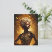 美しい女性の金ゴールドはがき ポストカード (スタンド正面)