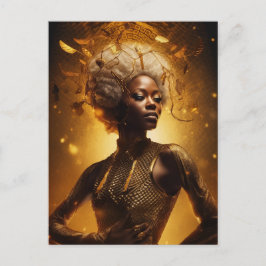 美しい女性の金ゴールドはがき ポストカード