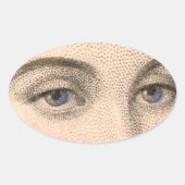 美しい女性の青い目フランスののヴィンテージ 楕円形シール (正面)