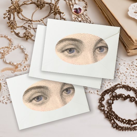 美しい女性の青い目フランスののヴィンテージ 楕円形シール