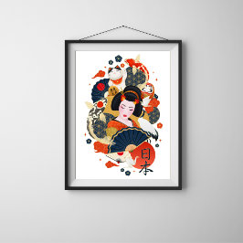 美しい女性アジアの壁のポスター ポスター