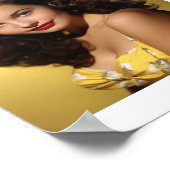 美しい女性イエローヴィンテージピンナップ ポスター (角)