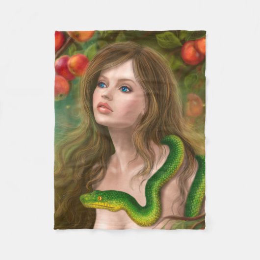 美しい女性イブとヘビ。 フリースブランケット (正面)