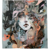 美しい女性コラージュのシャワーカーテン シャワーカーテン (正面)