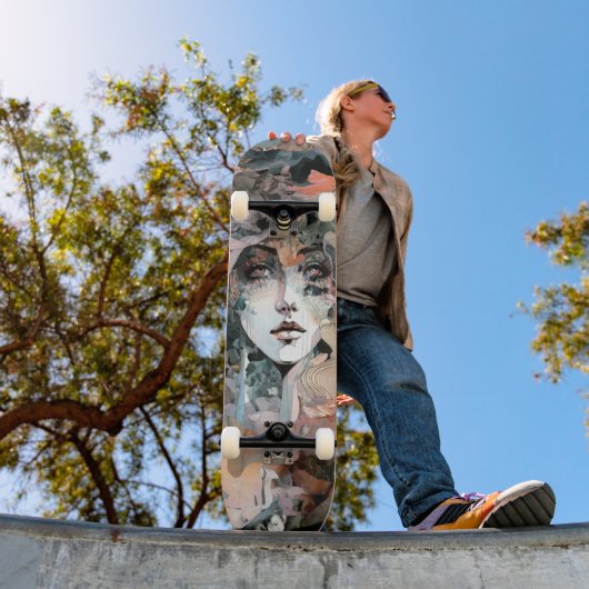 美しい女性コラージュ スケートボード (室外1)