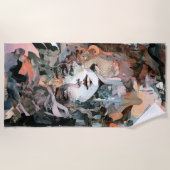 美しい女性コラージュ ビーチタオル (正面)