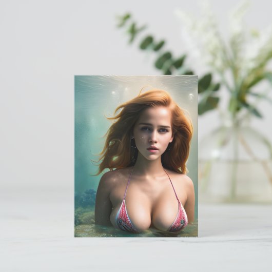 美しい女性スイミングワンキーAIがアートを生み出した ポストカード (スタンド正面)