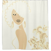 美しい女性ベージュシャワーカーテン シャワーカーテン (正面)