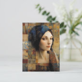 美しい女性ミックスメディアコラージュ ポストカード (スタンド正面)