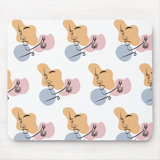 美しい女性ラインアート マウスパッド (正面)