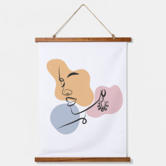 美しい女性ラインアート 吊り下げ型タペストリー