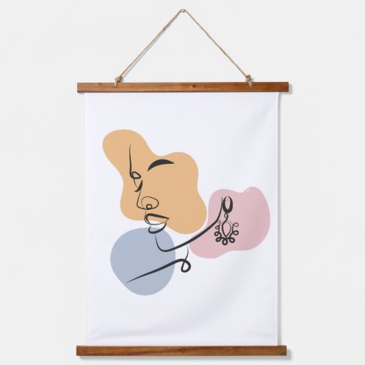 美しい女性ラインアート 吊り下げ型タペストリー (正面)