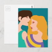 美しい女性同士の恋愛を描いたレズビアンカップルのイラスト ポストカード (正面/裏面)