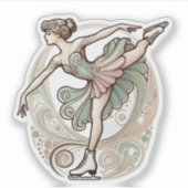 美しい女性姿スケーターシール シール (正面)