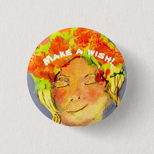 美しい女性誕生日の願い 缶バッジ (正面)