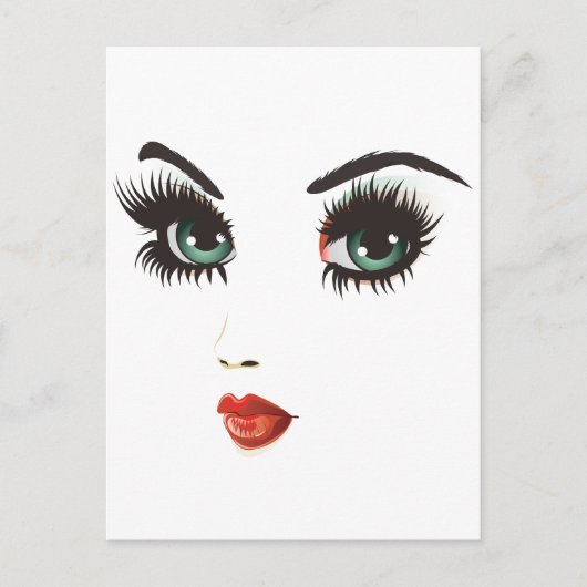 美しい女性顔 ポストカード (正面)