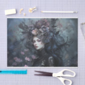 美しい女性 ゴシックの女王 フラワーデコパージュ 薄葉紙 (クラフト)